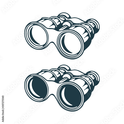 Binocular. Hand drawn binocular vector illustration. Binocular sketch drawing icon. Part of set.