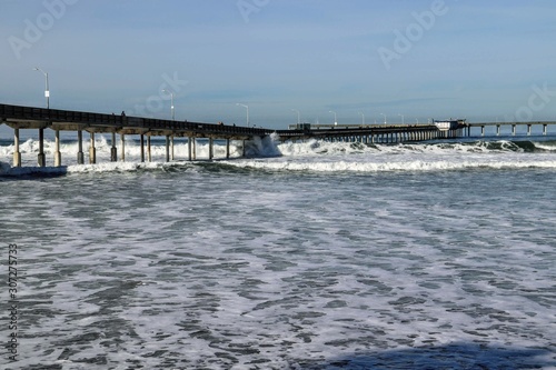 High Tide at Ocean Beach Pier in San Diego