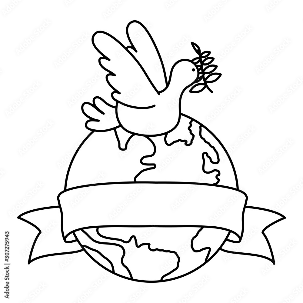 dove flying with olive branch and world planet dove flying with olive branch and world planet