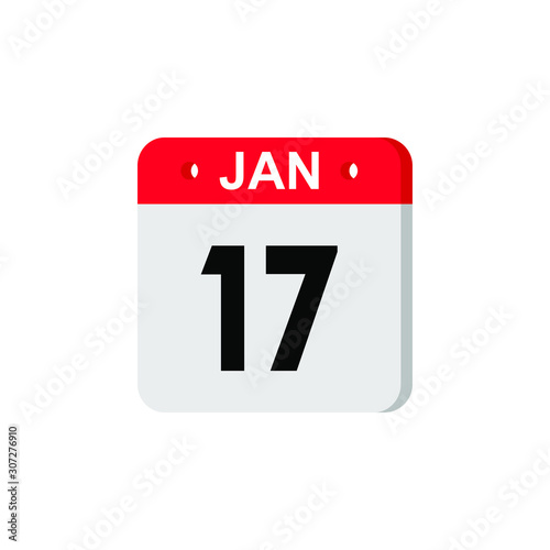 January 17 Calendar Daily Icon. Illustration Emblem. Element of Design for Decoration Office Documents and Applications. Logo of Day, Date, Month and Holiday. New Year.