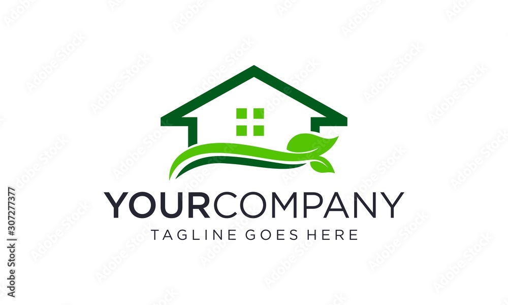 Natural green home logo designs concept	