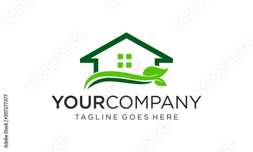 Natural green home logo designs concept	