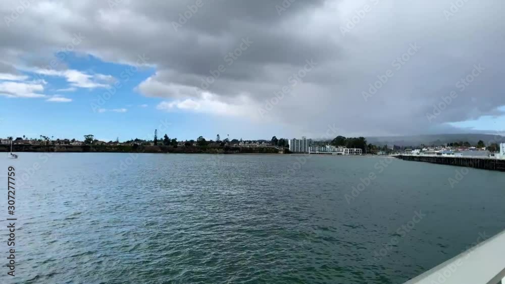 Santa Cruz Pier Storm Clouds - Pan Over Pacific Ocean - Apple ProRes HD