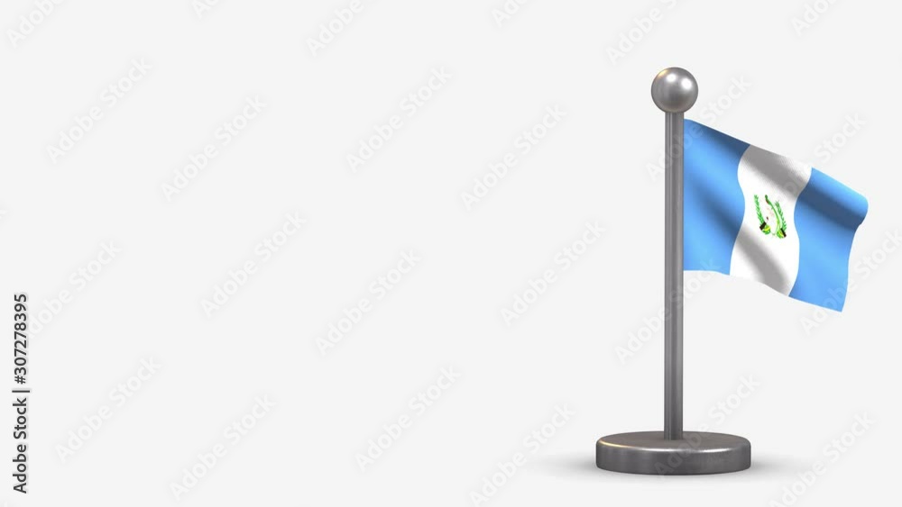 Guatemala 3D waving flag animation on tiny flagpole. Guatemala 3D waving flag animation on tiny flagpole.