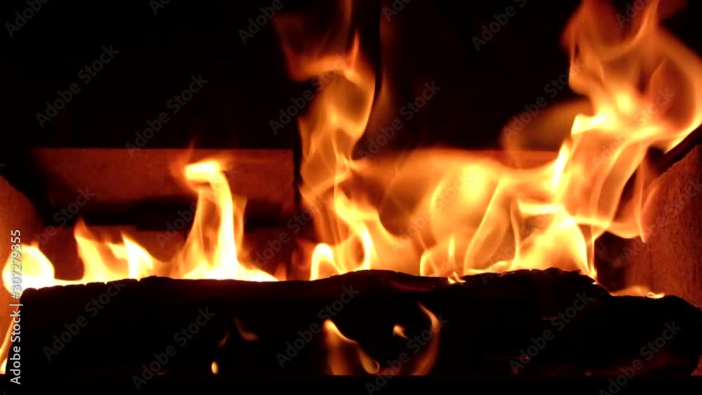 A log burns in a wood stove A log burns in a wood stove