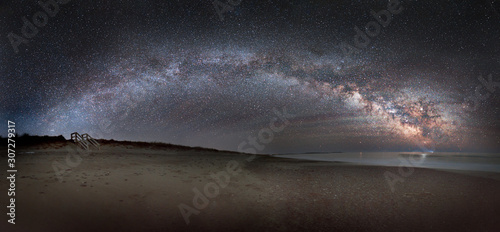 Milky way arch over Martinique Beach  Nova Scotia  Canada