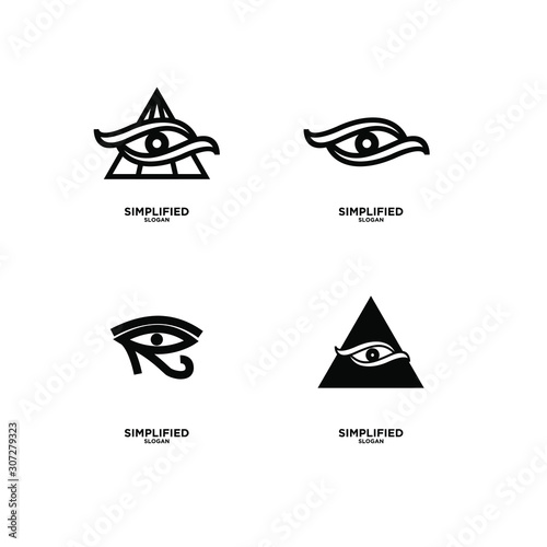 set of black Horus one eye logo icon design vector illustration