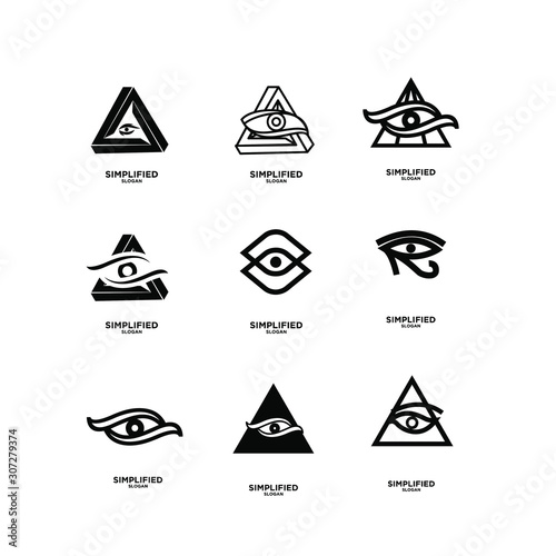 set of black Horus one eye logo icon design vector illustration