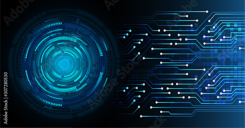 Blue eye cyber circuit future technology concept background
