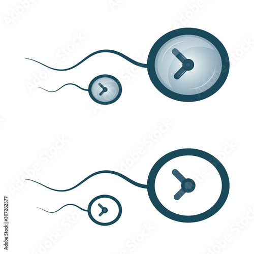 Time flow concept. Sperm form watch in motion. Deadline concept.