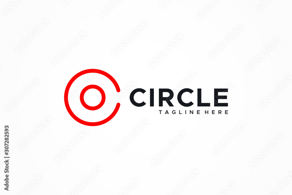 Logo Vector Abstract Letter C Circle. Flat Line Logo Design Template Element