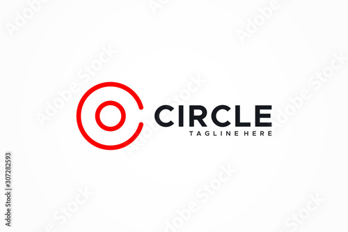 Logo Vector Abstract Letter C Circle. Flat Line Logo Design Template Element