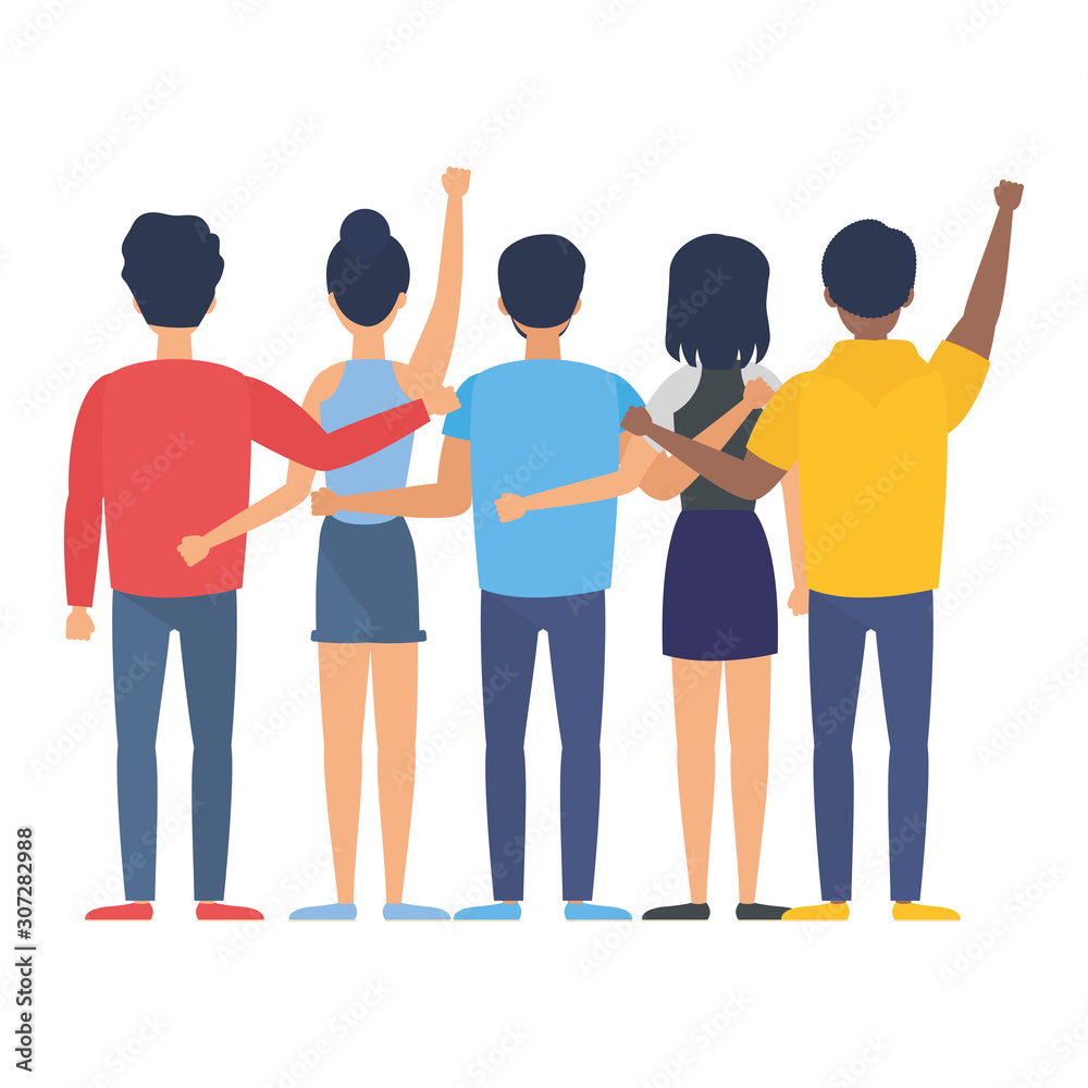 Fototapeta premium group of people back avatars characters