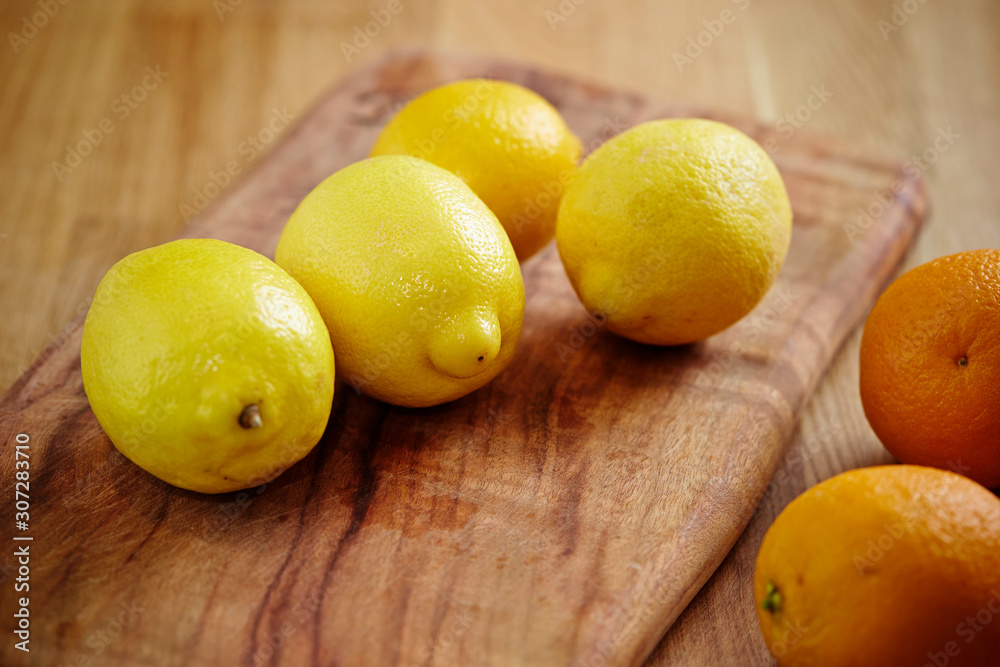 lemons on wooden table