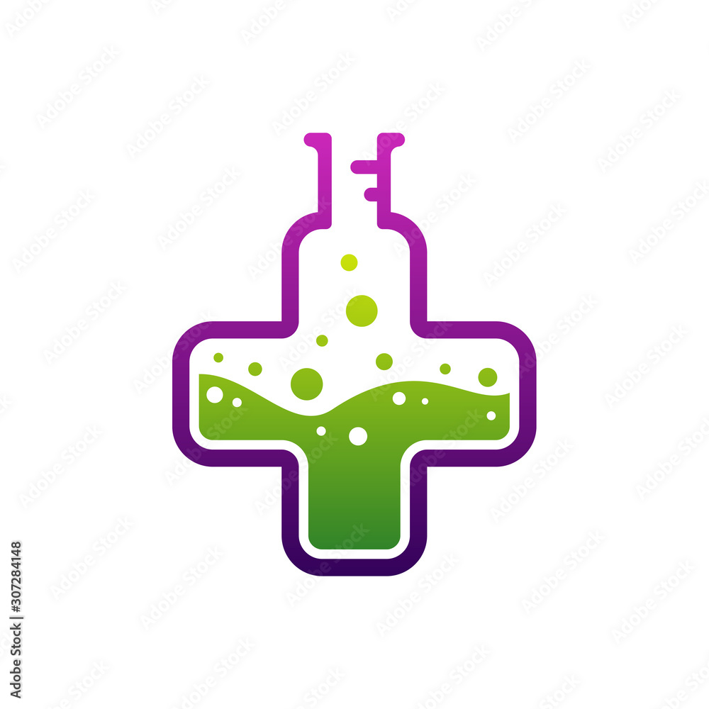 Health Plus with Lab Logo Design Concept Vector Template. Icon Symbol Health Plus with Lab Logo Design Concept Vector Template. Icon Symbol