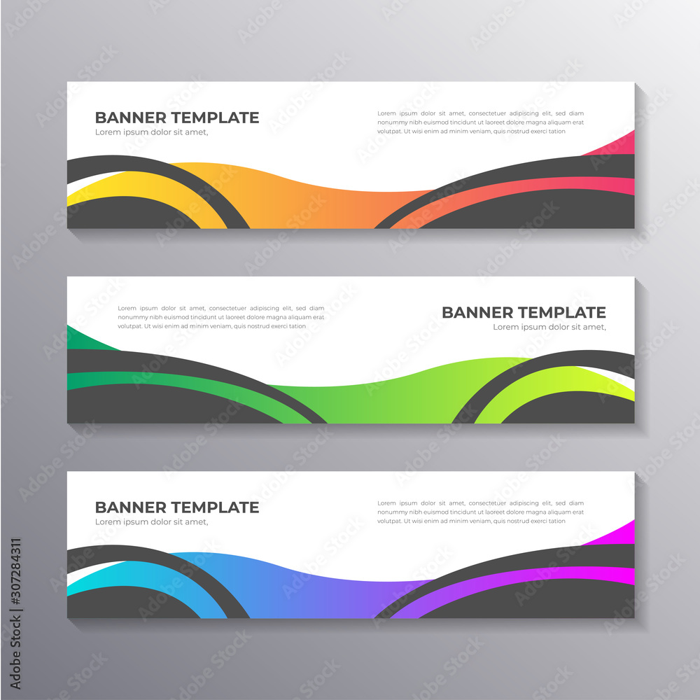 Business Banner template with colorful wavy background, Layout Background Design, Corporate Geometric web header or footer in gradient