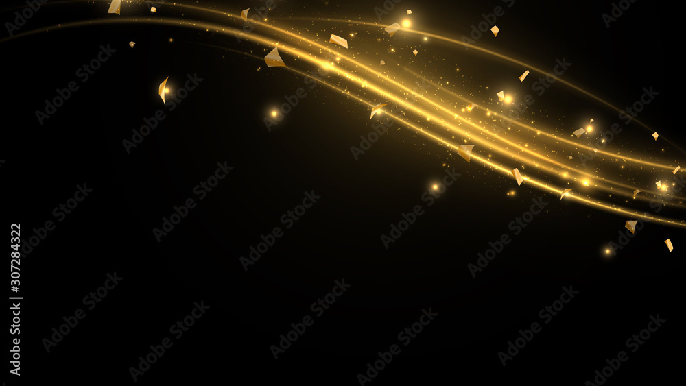 Fototapeta premium beam of shining separated golden waves with sparks