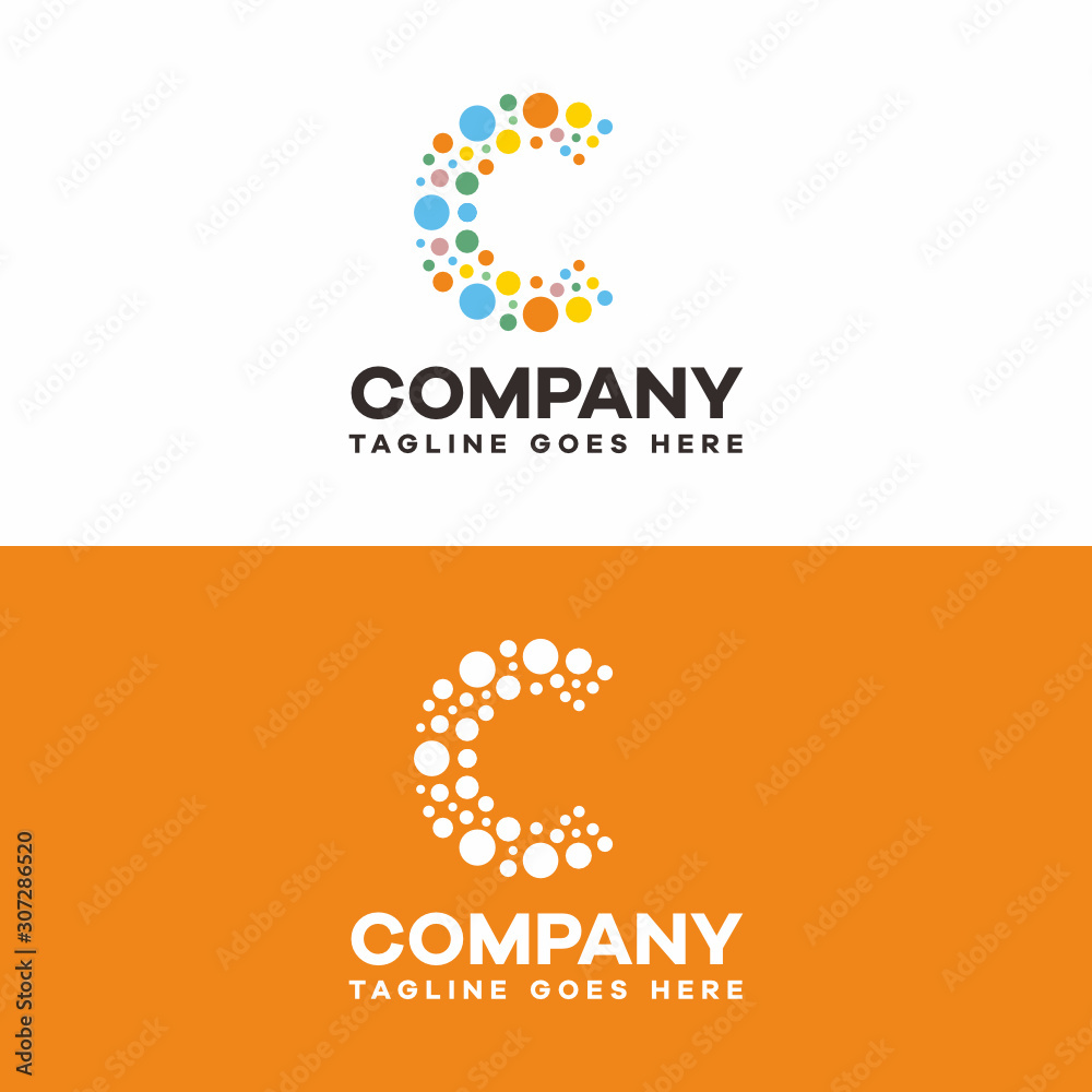 letter C with dots logo colorful letter C with dots logo colorful