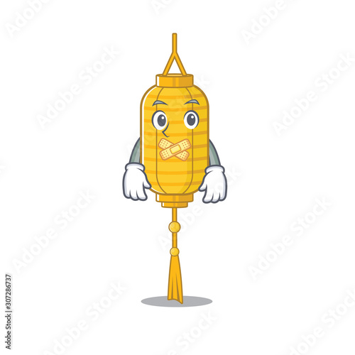 Lamp hanging mascot cartoon character style making silent gesture