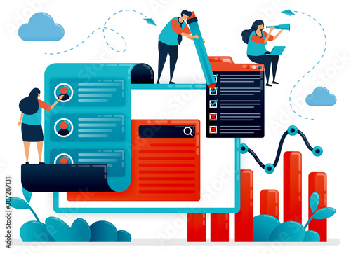 Choose job position for best employee candidate. Job vacancy selection. We are hiring. Recruitment staff with resume or cv. Flat cartoon character for landing page, website, mobile, flyer, poster