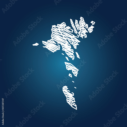 Map of Faroe Islands, Drawing map on blackboard of Faroe Islands . drawn on chalkboard with scribbled map of Faroe Islands can be use for education. vector illustration.