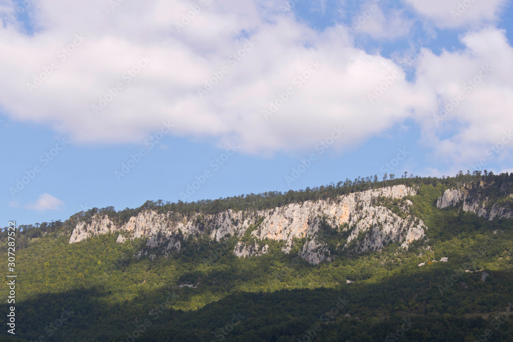 Mountains against the blue sky . Mountains in Montenegro. Selective focus.