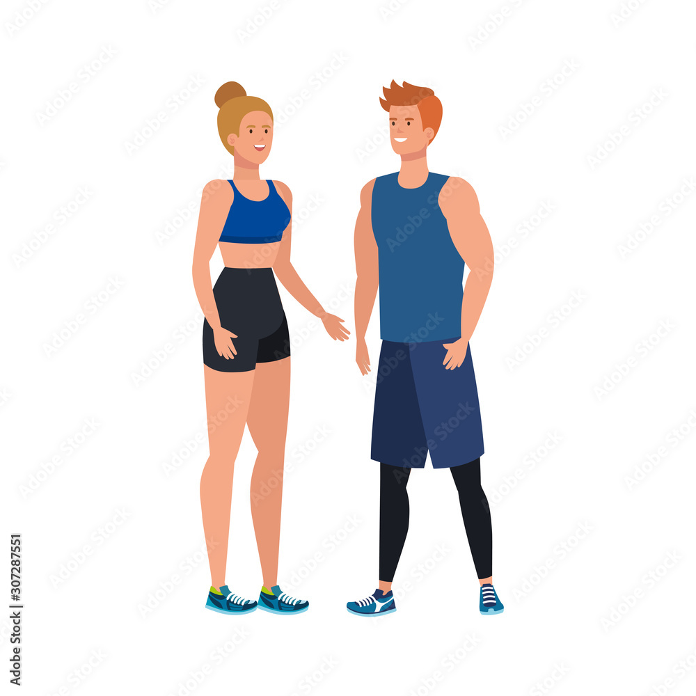 young couple athlete avatar character vector illustration design young couple athlete avatar character vector illustration design