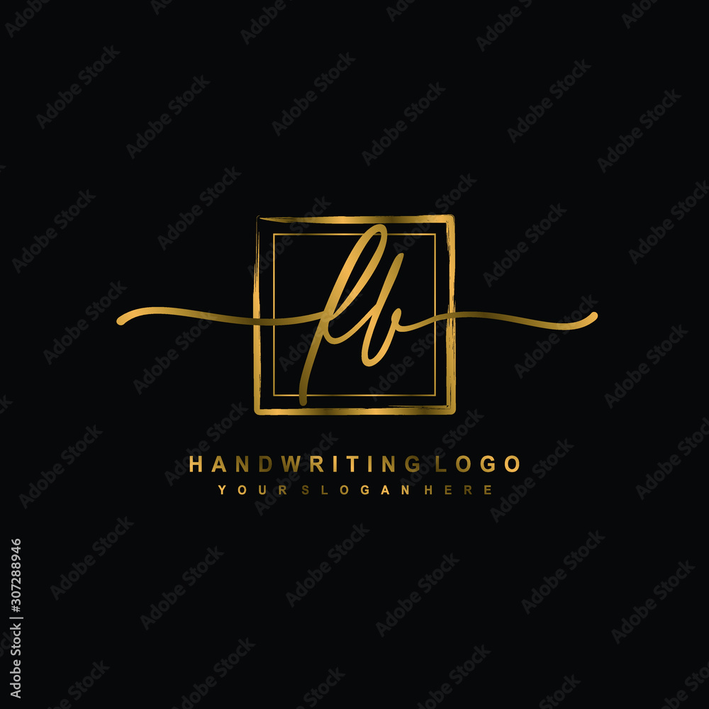 Initial F B handwriting logo design, with brush box lines gold color. handwritten logo for fashion, team, wedding, luxury logo. Initial F B handwriting logo design, with brush box lines gold color. handwritten logo for fashion, team, wedding, luxury logo.