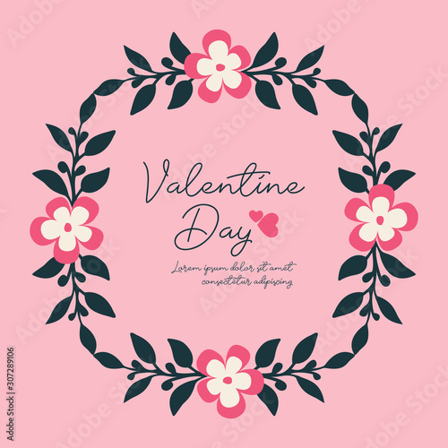 Card valentine day, with design leaf flower frame. Vector