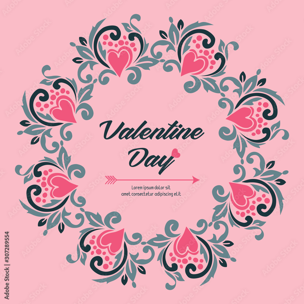 Various card of valentine day, with vintage style leaves frame. Vector