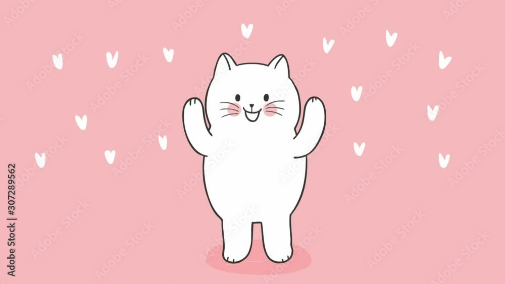 Motion Cartoon cute Valentine's day. cat and hearts stop motion animation. Motion Cartoon cute Valentine's day. cat and hearts stop motion animation.
