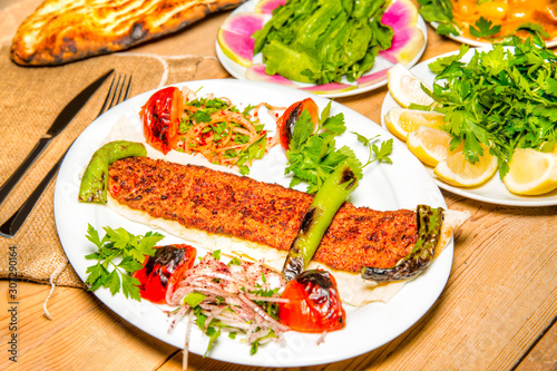 Delicious Turkish Adana kebabs