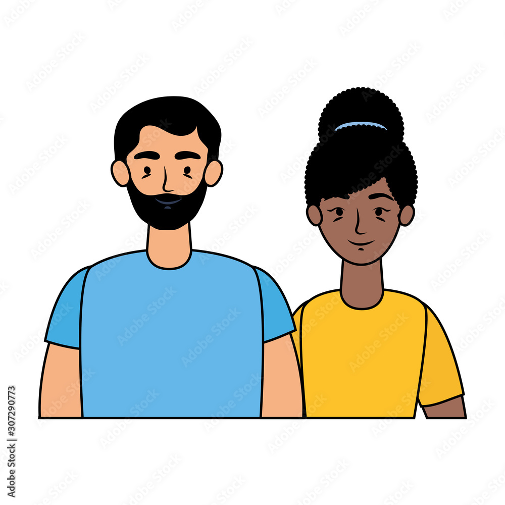 young interracial couple avatars characters young interracial couple avatars characters