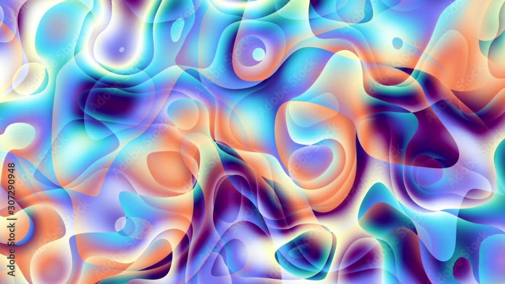 Transforming abstract background. Psychedelic wavy animated abstract curved shapes. Looping footage.