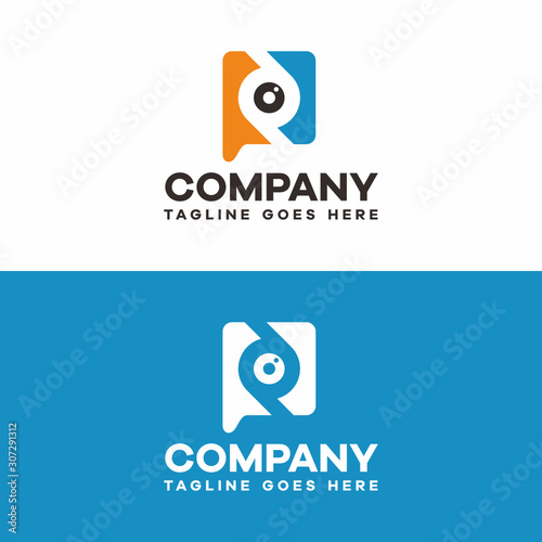 letter p lens photo logo