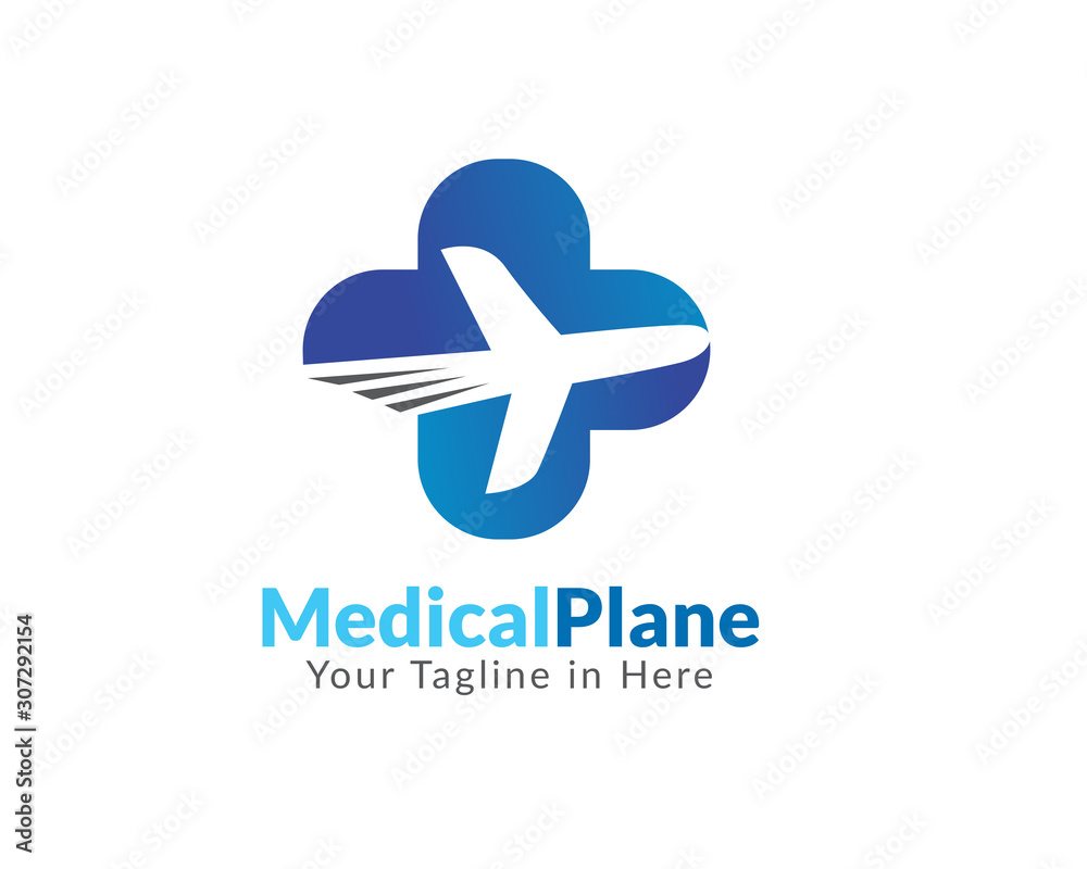 Obraz premium cross Medical air plane logo design inspiration
