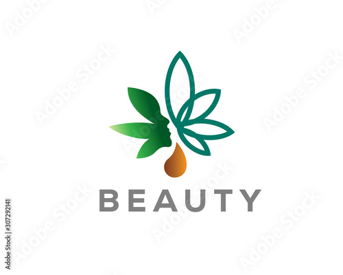 nature oil Beauty face cannabis logo design inspiration