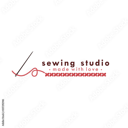 Tailor Sewing Vintage Logo  Needle  Yarn  Fashion Retro Simple Logo  Sign  Icon Template Vector Design