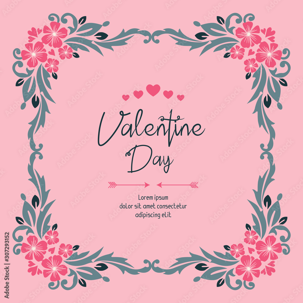 Card design valentine day, with pink flower frame beauty. Vector Card design valentine day, with pink flower frame beauty. Vector