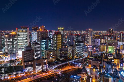 大阪梅田の夜景、都市風景
