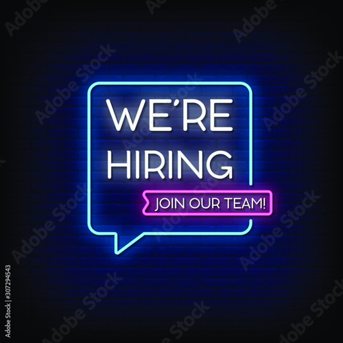 We are Hiring  Neon Signs Style Text vector