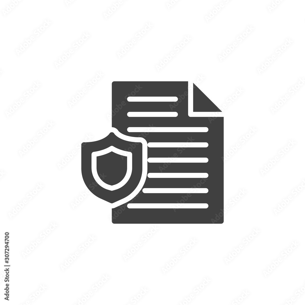 Document Protection vector icon. filled flat sign for mobile concept and web design. Protected document glyph icon. Symbol, logo illustration. Vector graphics Document Protection vector icon. filled flat sign for mobile concept and web design. Protected document glyph icon. Symbol, logo illustration. Vector graphics