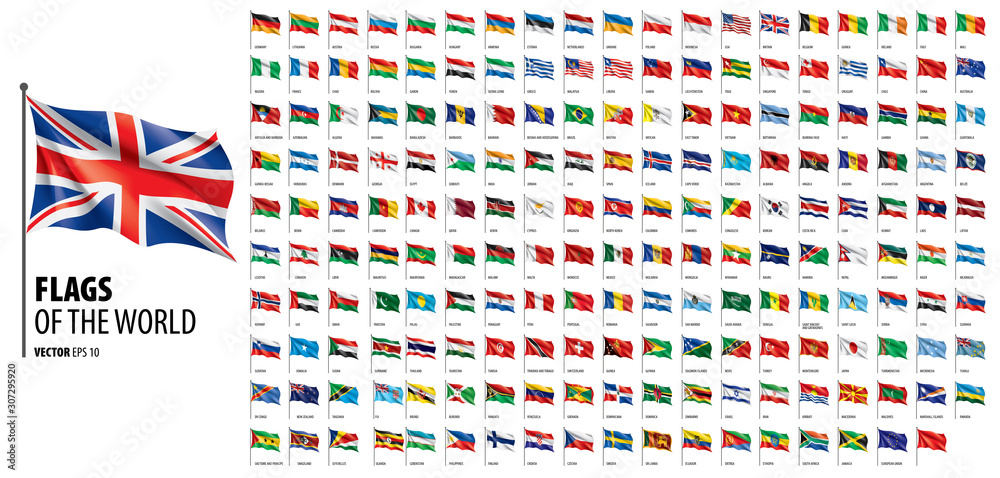 Flagi narodowe krajów. Wektorowa ilustracja na białym tle <span>plik: #307295920 | autor: butenkow</span>