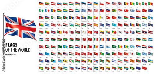 National flags of the countries. Vector illustration on white background photo