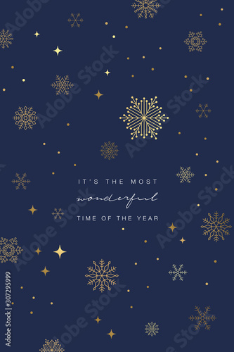 Holiday greeting card design with snowflakes. © blinkblink