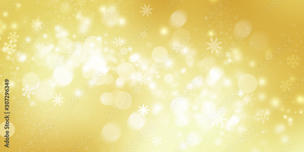 Circle light on yellow background / blurred of Light gold sparkle background.