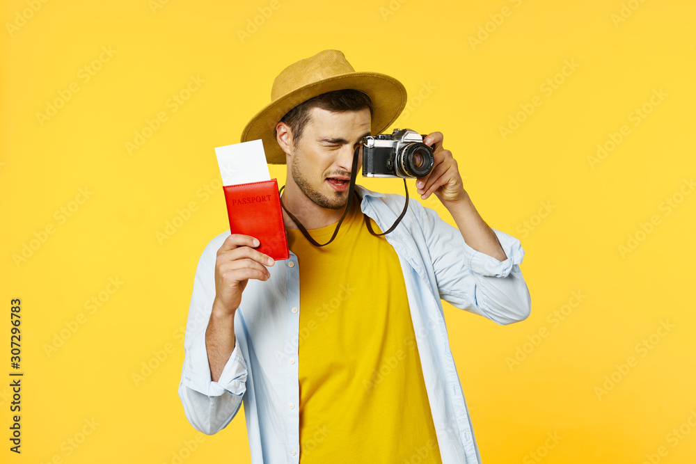 young man with digital camera young man with digital camera