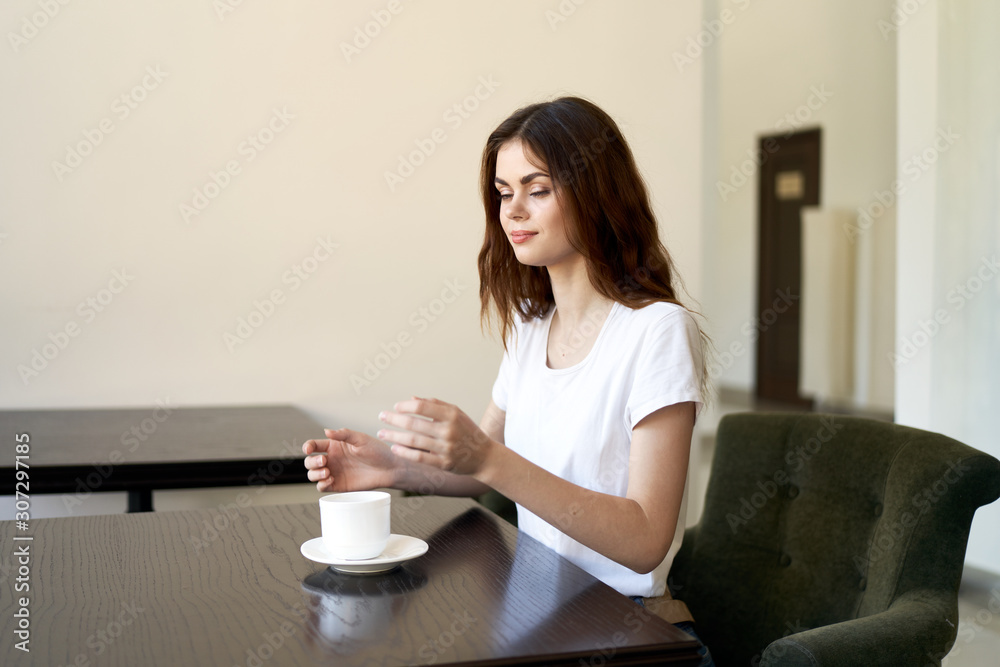 young woman with cup of coffee young woman with cup of coffee