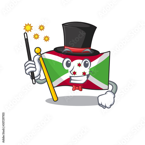 Cartoon character design of flag burundi Magician style
