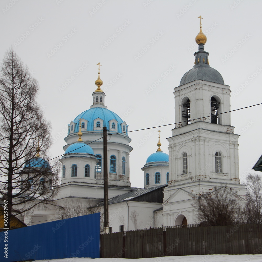Church of the Descent of the Holy spirit in Novoye on winter day